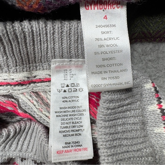 Gymboree Mini Skirt Girls 4 Plaid Gray Pink Wool Blend Skort Bundle - Picture 2 of 10